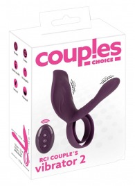 Фиолетовая насадка на член с клиторальным отростком и пультом ДУ RC Couple’s Vibrator 2 - Orion - в Брянске купить с доставкой