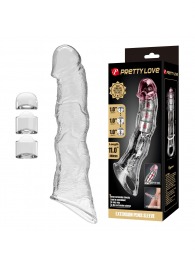 Прозрачный фаллоудлинитель с 3 вставками - 28 см. - Baile - в Брянске купить с доставкой