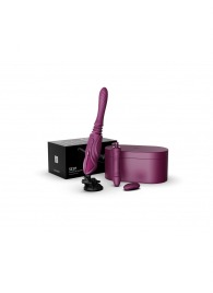 Фиолетовая секс-машина с функцией нагрева, насадками и присоской Sesh - Zalo - купить с доставкой в Брянске