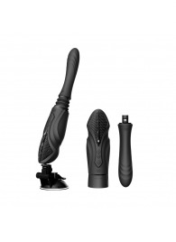 Черная секс-машина с функцией нагрева, насадками и присоской Sesh - Zalo - купить с доставкой в Брянске