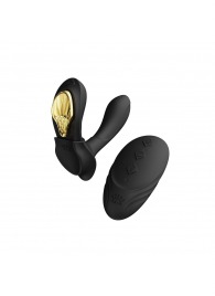 Черный вибромассажёр в трусики Aya с насадкой и пультом ДУ - Zalo