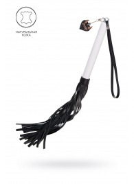 Плеть с белой рукоятью и чёрными хлыстами - 50 см. - Pecado - купить с доставкой в Брянске