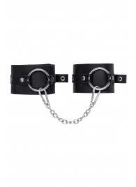 Черные оковы из толстой кожи с люверсами - Pecado - купить с доставкой в Брянске