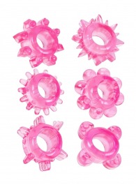 Набор из 6 розовых эрекционных колец с различным рельефом - Erowoman-Eroman - в Брянске купить с доставкой