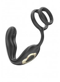 Черная анальная пробка с вращением и эрекционными кольцами - Ibiza - в Брянске купить с доставкой