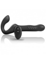 Черный безремневой страпон с вибрацией и возвратно-поступательными движениями - 24 см. - Ibiza - купить с доставкой в Брянске