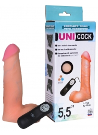 Фаллическая насадка Харнесс UNICOCK 5,5  с вибрацией - 17 см. - LOVETOY (А-Полимер) - купить с доставкой в Брянске