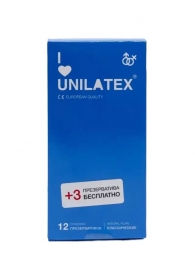 Классические презервативы Unilatex Natural Plain - 12 шт. + 3 шт. в подарок - Unilatex - купить с доставкой в Брянске