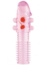 Гелевая розовая насадка с шариками и шипами - 14 см. - ToyFa - в Брянске купить с доставкой