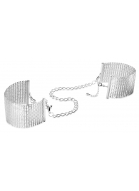 Серебристые наручники-браслеты Desir Metallique Handcuffs - Bijoux Indiscrets - купить с доставкой в Брянске