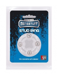 Эрекционное кольцо с 4 бусинами MENZSTUFF STUD RING CLEAR - Dream Toys - в Брянске купить с доставкой