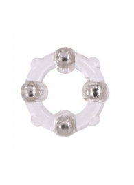 Эрекционное кольцо с 4 бусинами MENZSTUFF STUD RING CLEAR - Dream Toys - в Брянске купить с доставкой