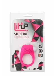 Розовое эрекционное кольцо с щеточкой LIT-UP SILICONE STIMU RING 5 - Dream Toys - в Брянске купить с доставкой