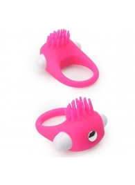 Розовое эрекционное кольцо с щеточкой LIT-UP SILICONE STIMU RING 5 - Dream Toys - в Брянске купить с доставкой