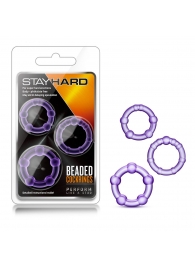 Набор из 3 фиолетовых эрекционных колец Stay Hard Beaded Cockrings - Blush Novelties - в Брянске купить с доставкой