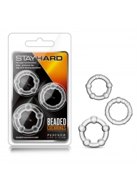 Набор из 3 прозрачных эрекционных колец Stay Hard Beaded Cockrings - Blush Novelties - в Брянске купить с доставкой