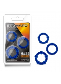 Набор из 3 синих эрекционных колец Stay Hard Beaded Cockrings - Blush Novelties - в Брянске купить с доставкой