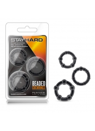 Набор из 3 чёрных эрекционных колец Stay Hard Beaded Cockrings - Blush Novelties - в Брянске купить с доставкой