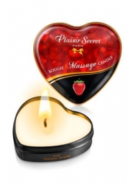 Массажная свеча с ароматом клубники Bougie Massage Candle - 35 мл. - Plaisir Secret - купить с доставкой в Брянске