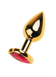 Золотистая анальная пробка с кристаллом-сердцем - 7,5 см. - ToyFa - купить с доставкой в Брянске