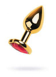 Золотистая анальная пробка с кристаллом-сердцем - 7,5 см. - ToyFa - купить с доставкой в Брянске