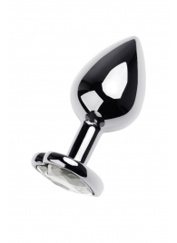 Серебристая анальная пробка с прозрачным кристаллом-сердцем - 8 см. - ToyFa - купить с доставкой в Брянске