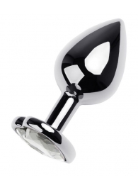 Серебристая анальная пробка с прозрачным кристаллом-сердцем - 8 см. - ToyFa - купить с доставкой в Брянске