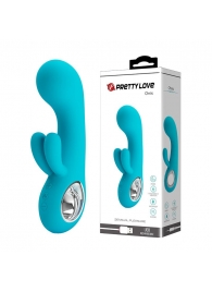 Бирюзовый вибратор Chris с клиторальным отростком - 15,4 см. - Baile