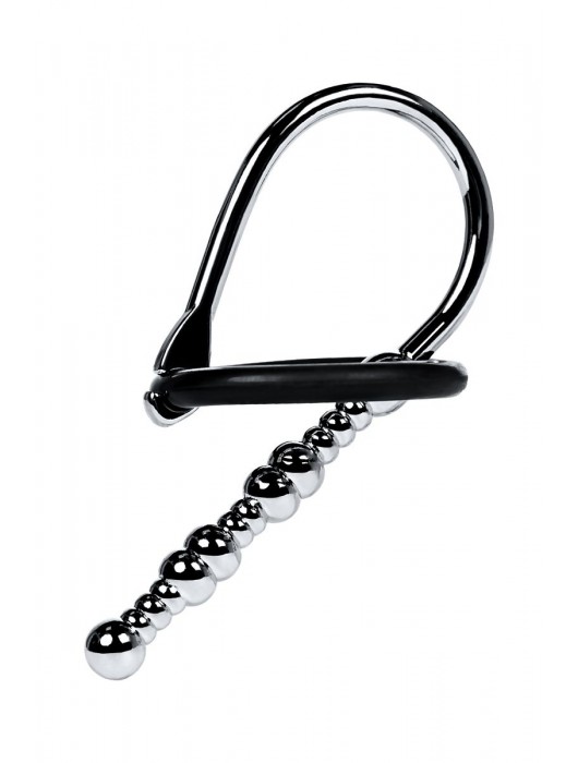 Серебристый уретральный плаг-бусины TOYFA Metal с мягким фиксириющим кольцом - ToyFa - купить с доставкой в Брянске