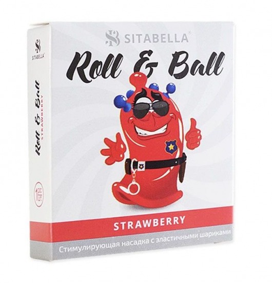 Стимулирующий презерватив-насадка Roll   Ball Strawberry - Sitabella - купить с доставкой в Брянске