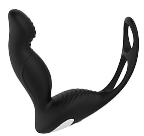 Черный вибромассажер простаты P-PLEASER W ERECTION ENHANCE - Dream Toys - в Брянске купить с доставкой