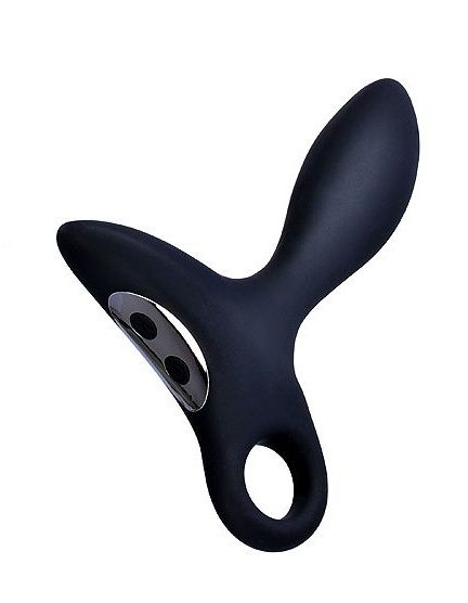 Черный силиконовый анальный вибромассажер Erokey с колечком-ограничителем - Erokay - в Брянске купить с доставкой