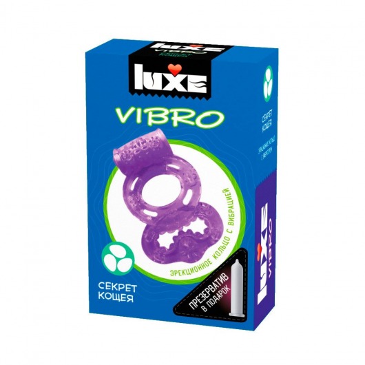 Фиолетовое эрекционное виброкольцо Luxe VIBRO  Секрет Кощея  + презерватив - Luxe - в Брянске купить с доставкой