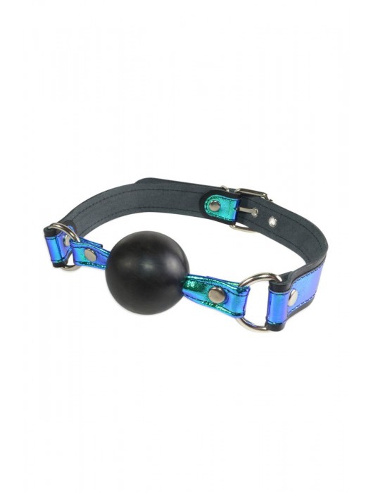 Кляп-шарик на чёрно-синих ремешках - Sitabella - купить с доставкой в Брянске