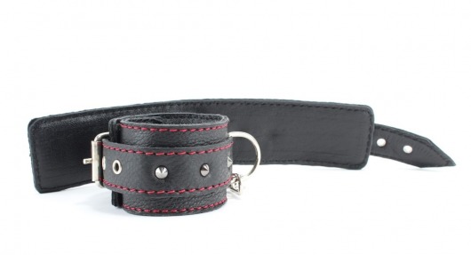 Черные наручники из натуральной кожи на карабинах - БДСМ Арсенал - купить с доставкой в Брянске