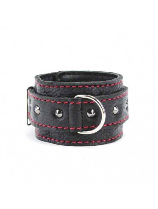 Черные оковы с шипами и контрастной строчкой - БДСМ Арсенал - купить с доставкой в Брянске