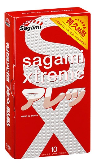 Утолщенные презервативы Sagami Xtreme Feel Long с точками - 10 шт. - Sagami - купить с доставкой в Брянске
