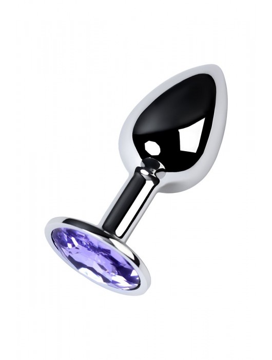 Серебристая конусовидная анальная пробка с фиолетовым кристаллом - 7 см. - ToyFa - купить с доставкой в Брянске