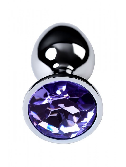 Серебристая конусовидная анальная пробка с фиолетовым кристаллом - 7 см. - ToyFa - купить с доставкой в Брянске
