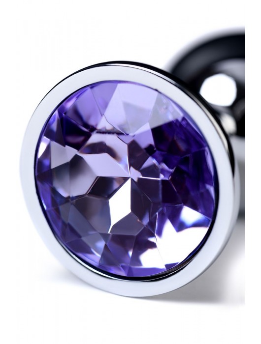Серебристая конусовидная анальная пробка с фиолетовым кристаллом - 7 см. - ToyFa - купить с доставкой в Брянске
