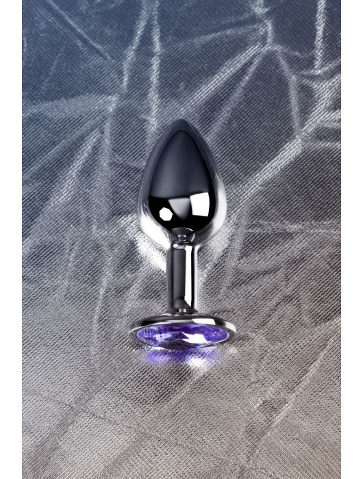 Серебристая конусовидная анальная пробка с фиолетовым кристаллом - 7 см. - ToyFa - купить с доставкой в Брянске