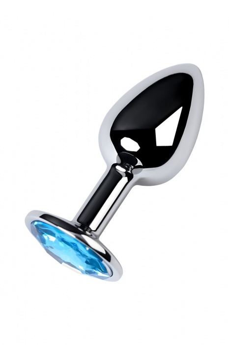 Серебристая конусовидная анальная пробка с голубым кристаллом - 7 см. - ToyFa - купить с доставкой в Брянске