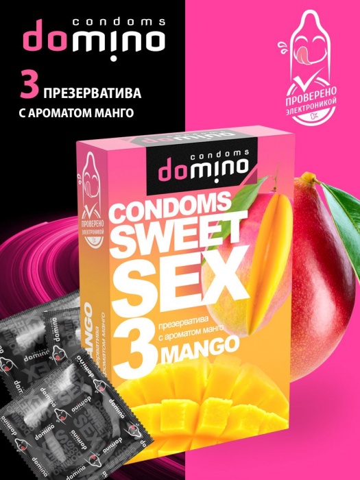 Презервативы для орального секса DOMINO Sweet Sex с ароматом манго - 3 шт. - Domino - купить с доставкой в Брянске