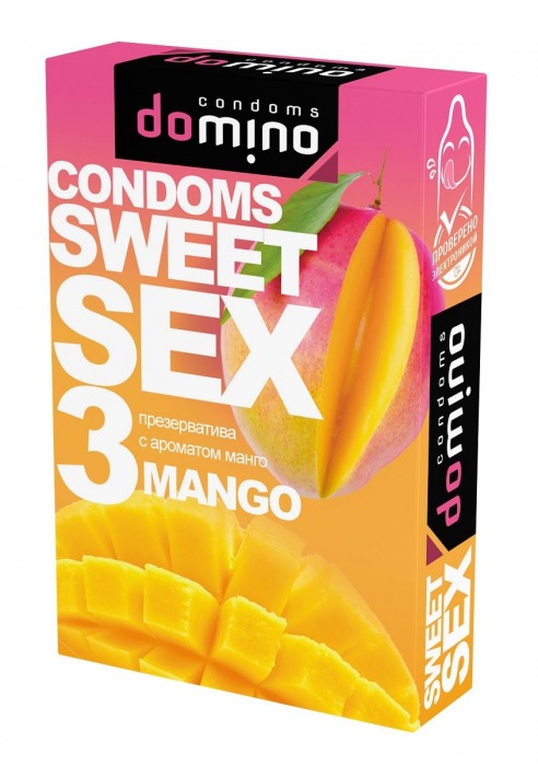 Презервативы для орального секса DOMINO Sweet Sex с ароматом манго - 3 шт. - Domino - купить с доставкой в Брянске