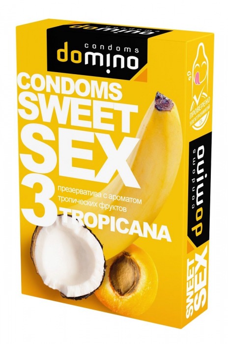 Презервативы для орального секса DOMINO Sweet Sex с ароматом тропических фруктов - 3 шт. - Domino - купить с доставкой в Брянске