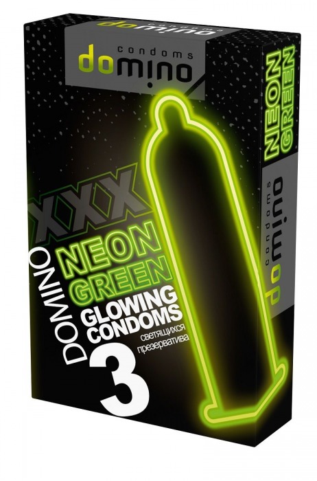 Презервативы DOMINO Neon Green со светящимся в темноте кончиком - 3 шт. - Domino - купить с доставкой в Брянске