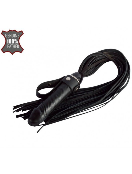 Черная плеть  Ковбой  с ручкой-фаллосом - 55 см. - Sitabella - купить с доставкой в Брянске