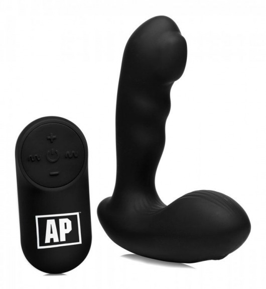 Черный стимулятор простаты Alpha-Pro 7X P-Milker Silicone Prostate Stimulator with Milking Bead - XR Brands - в Брянске купить с доставкой