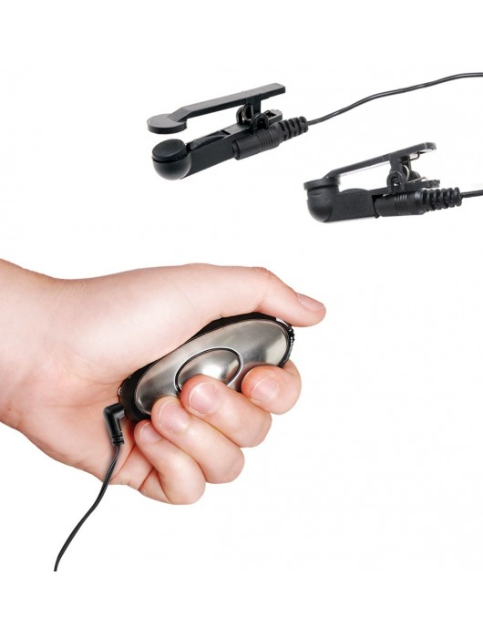 Черные электрические зажимы для сосков Shock Therapy Nipple Clamps - Pipedream - купить с доставкой в Брянске