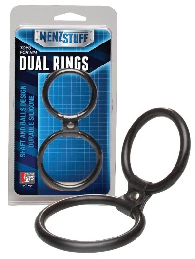 Чёрное двойное эрекционное кольцо Dual Rings Black - Dream Toys - в Брянске купить с доставкой